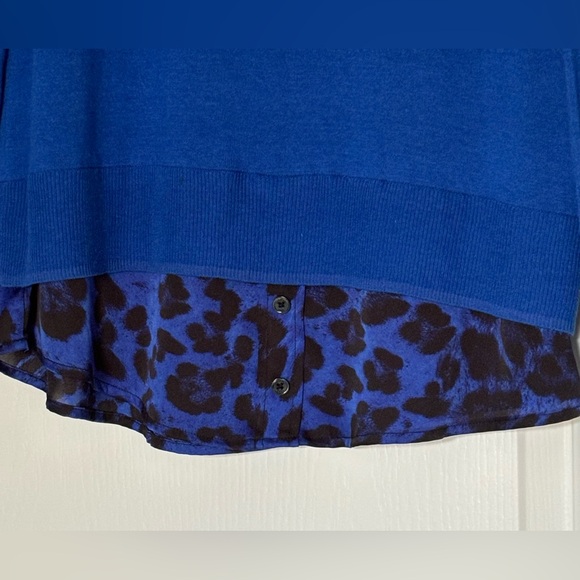 MICHAEL Michael Kors Blue Sweater with Leopard Print - Picture 4 of 7